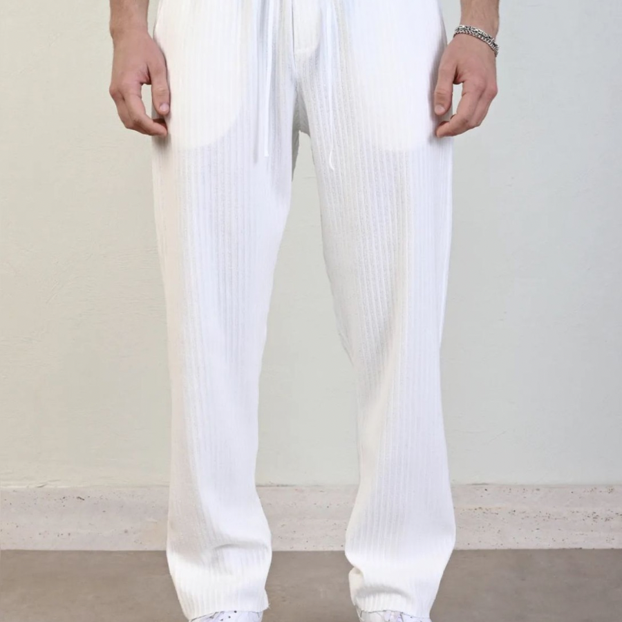 ELEGANT PANTS STRIPED- CLEAN WHITE