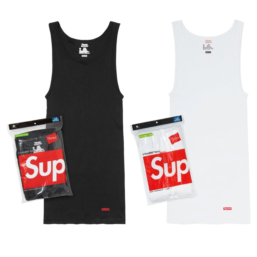 Supreme Hanes Tagless Tank Tops Black 3 Pack