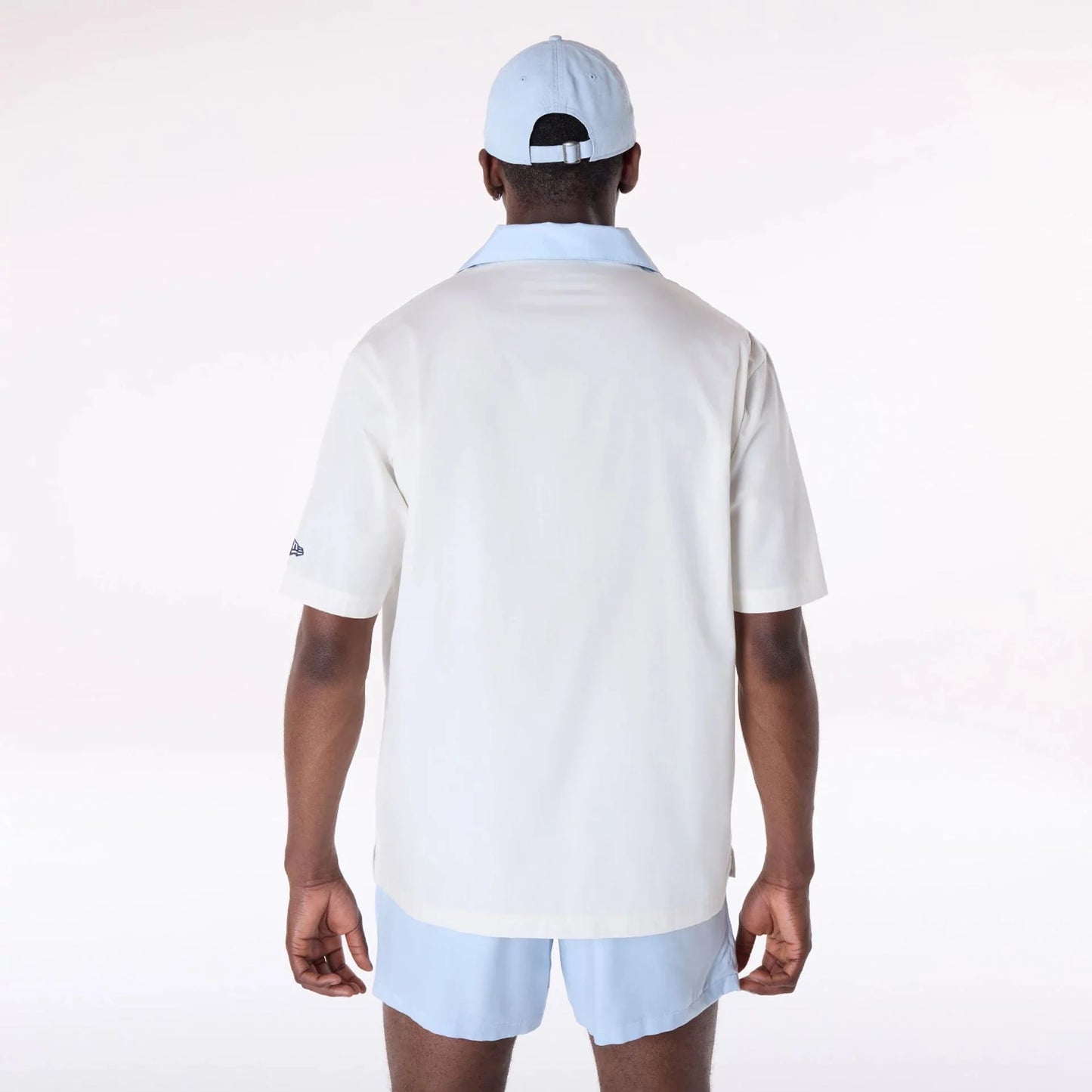 LA Dodgers Stripe Revere Open White Short Sleeve Shirt  (חולצה)