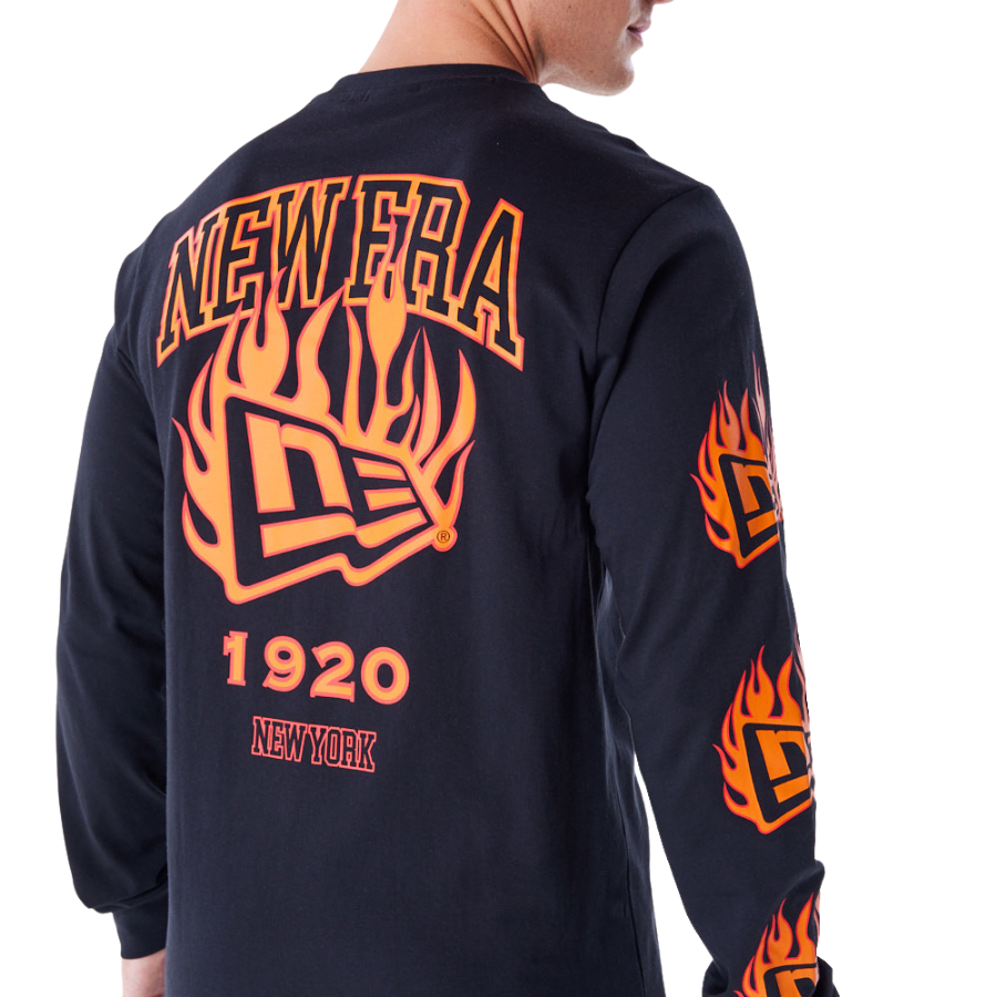 New Era Flag Flame Black Long Sleeve T-Shirt