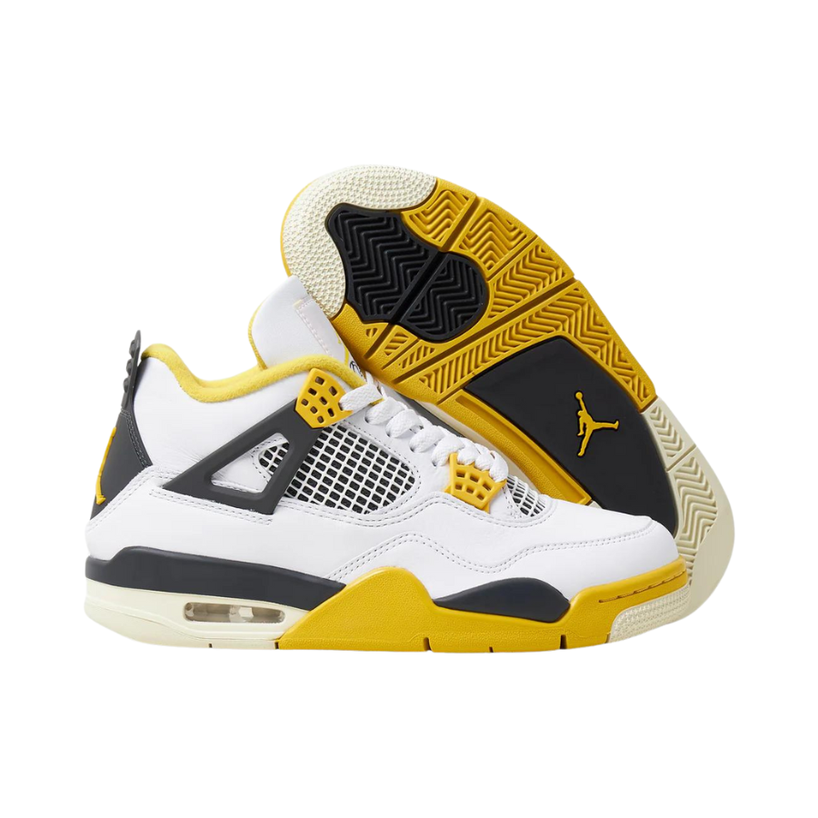 Jordan 4 Womens Retro White / Coconut Milk - Vivid Sulfur