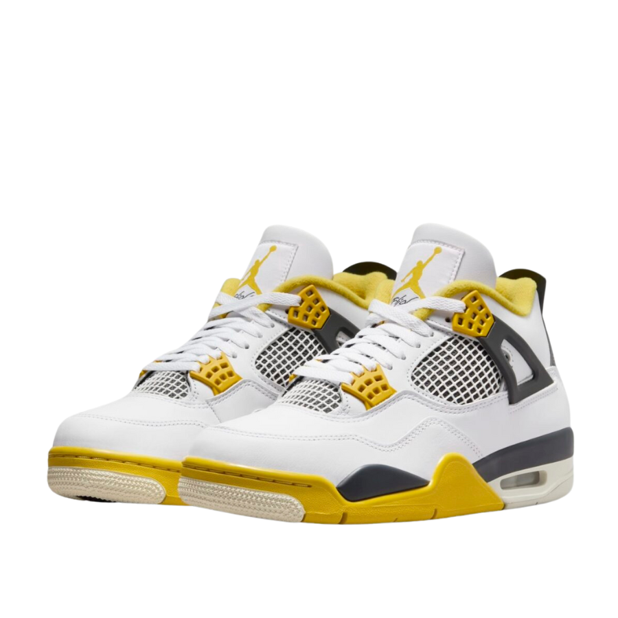 Jordan 4 Womens Retro White / Coconut Milk - Vivid Sulfur