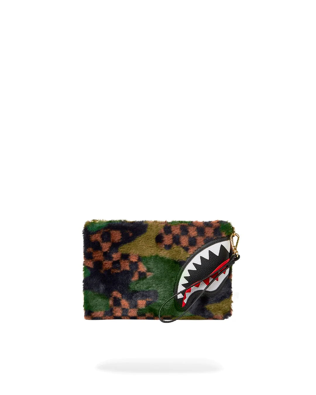 SPRAYGROUND FUR SIP CAMO WRISTLET CLUTCH