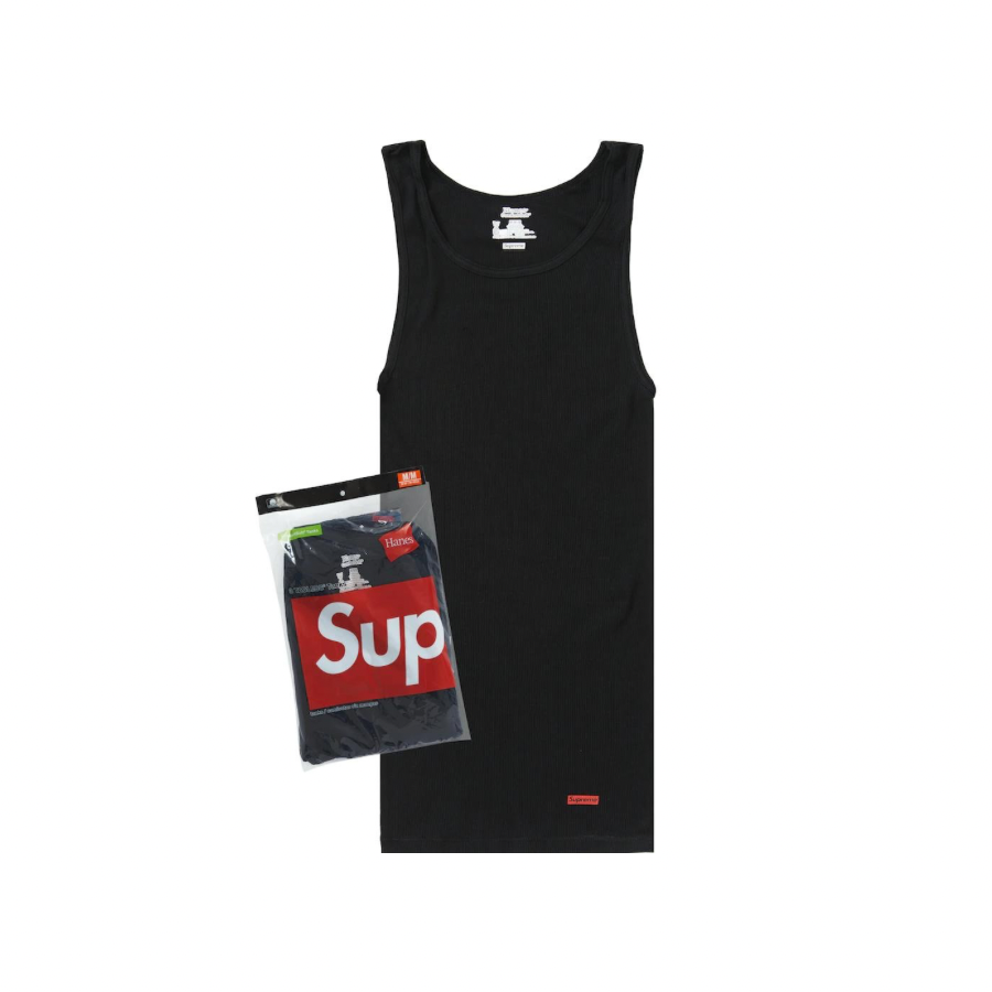 Supreme Hanes Tagless Tank Tops Black 3 Pack