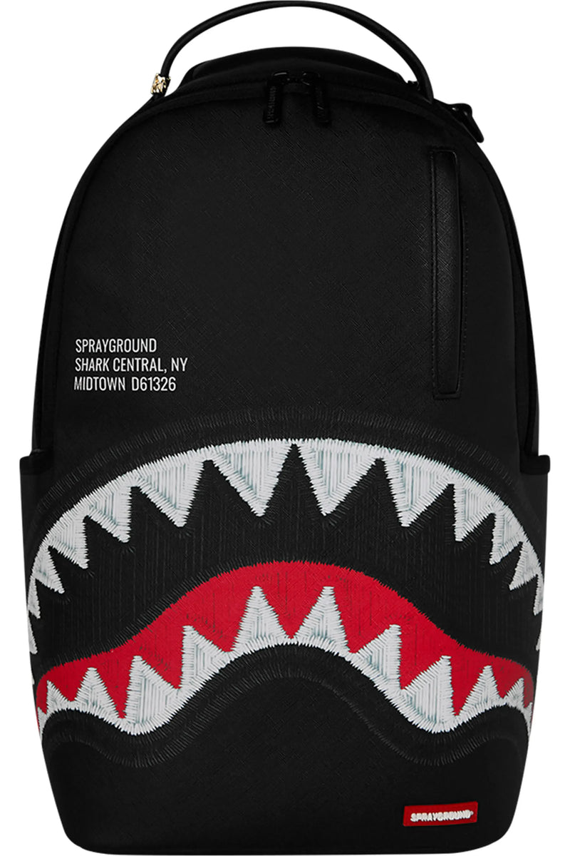 SHARK CENTRAL BLACK EMBROIDERED SHARK DLXSV BACKPACK תיק גב
