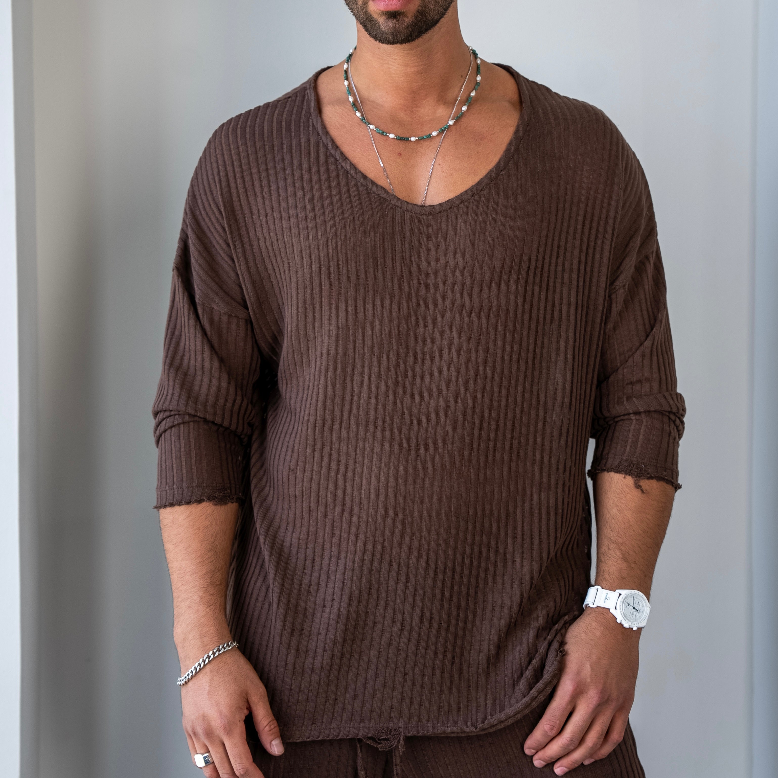 SHIRT LONG SLEEVE MYKONOS - BROWN