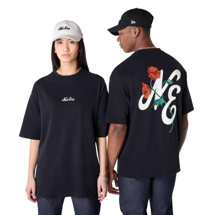 New Era Floral Graphic Black T-Shirt