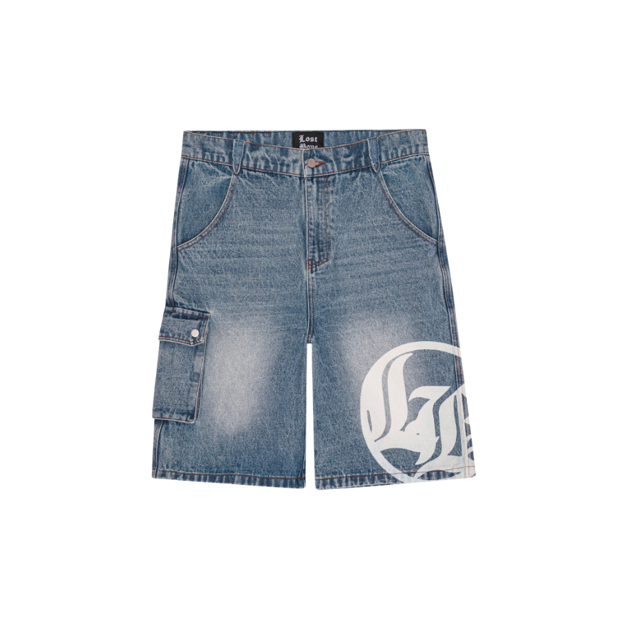 LOGO WASHED JORTS - BLUE Lost boys