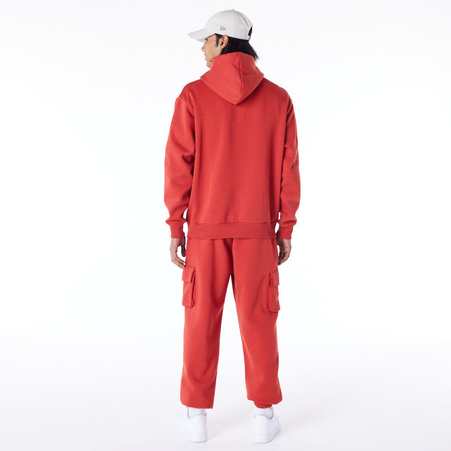 New Era Script Script Red Fleece Oversized Pullover Hoodie