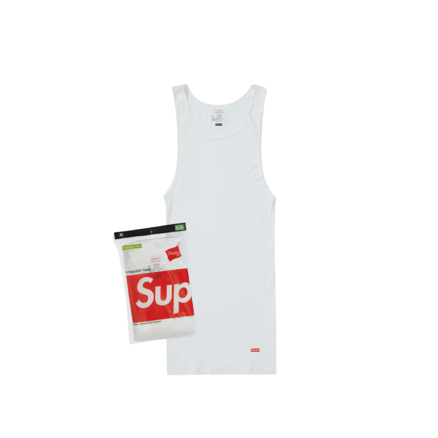 Supreme Hanes Tagless Tank Tops WHITE 3 Pack