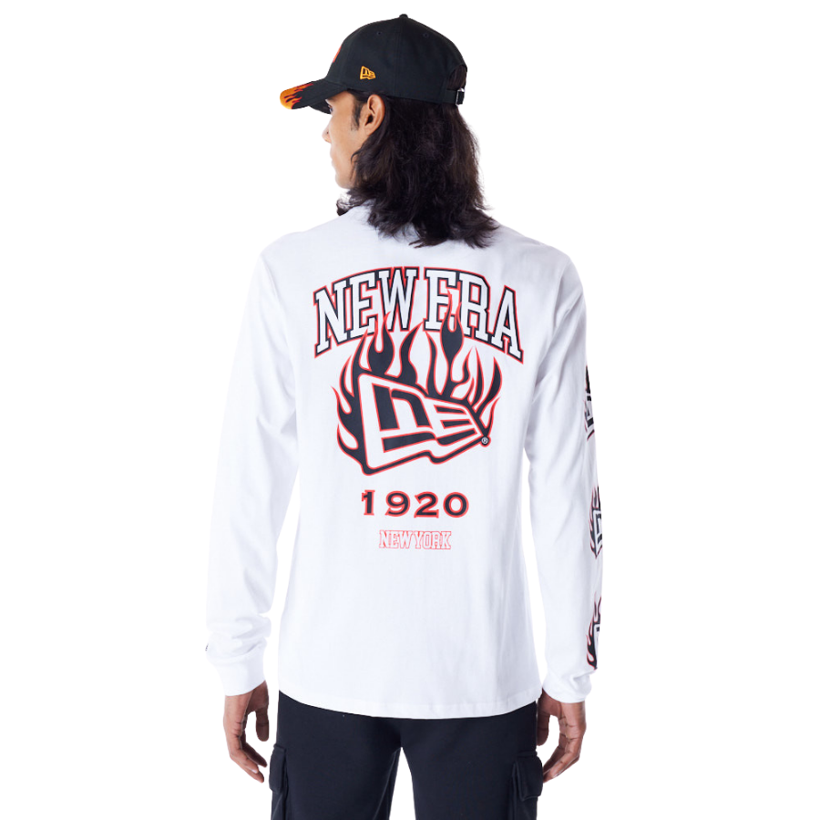 New Era Flag Flame White Long Sleeve T-Shirt