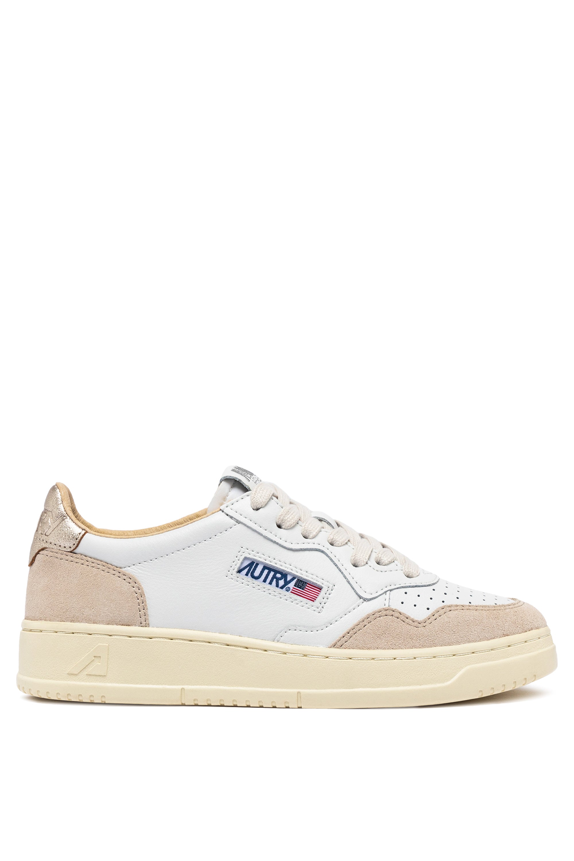 MEDALIST LOW SNEAKERS IN WHITE AND GOLD LEATHER