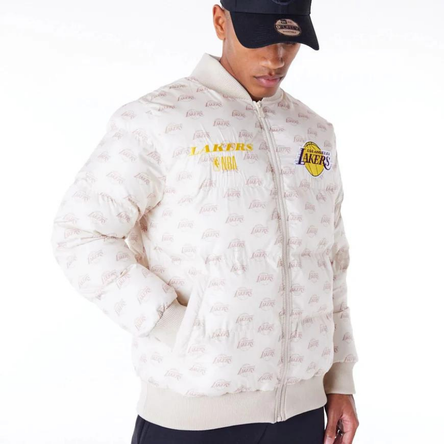New Era LA Lakers NBA Monogram Stone Puffer Jacket