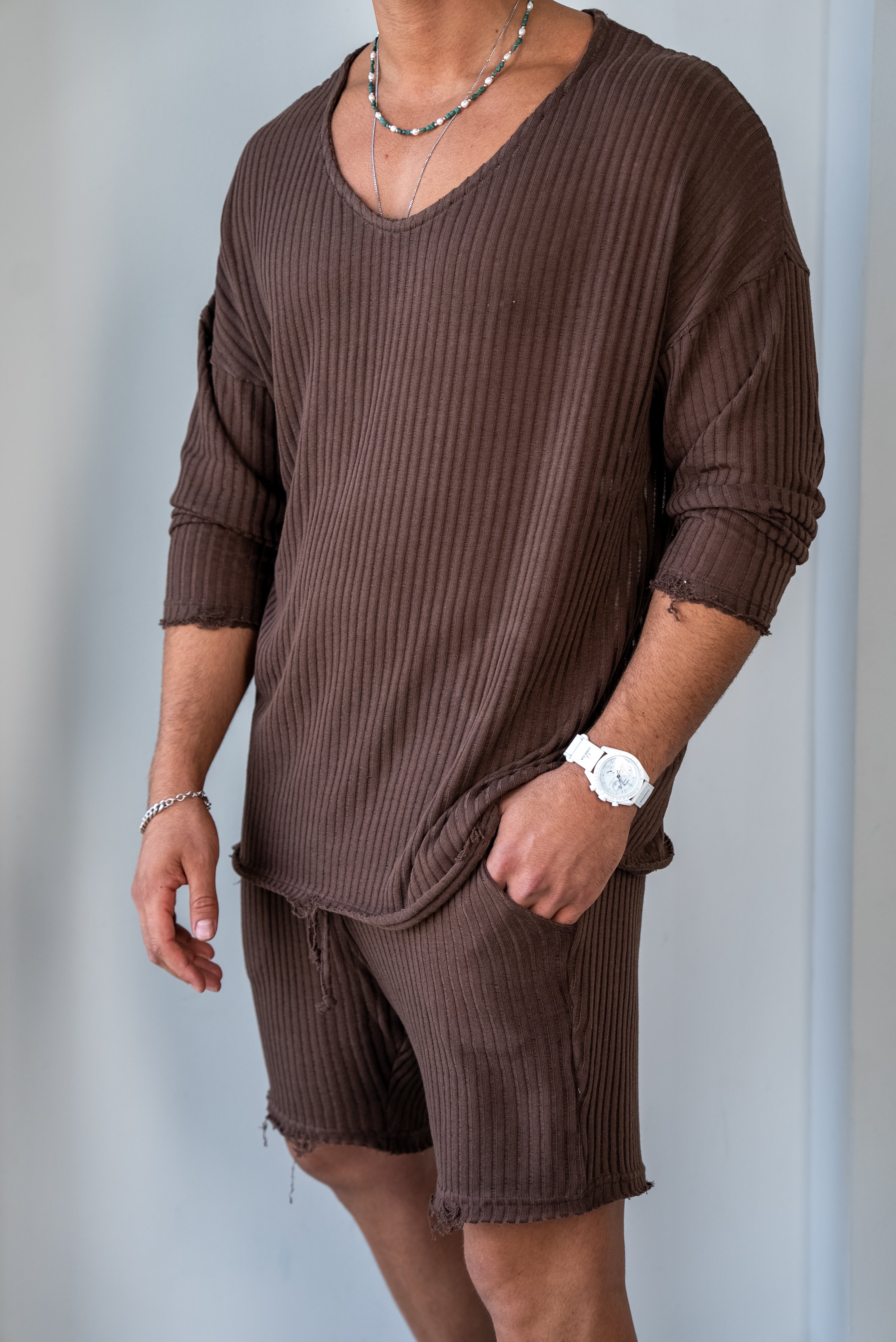 SHIRT LONG SLEEVE MYKONOS - BROWN