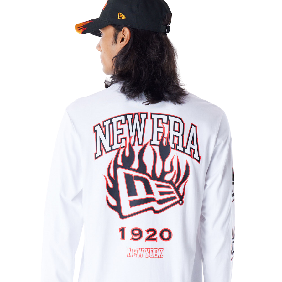 New Era Flag Flame White Long Sleeve T-Shirt