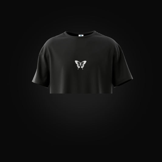 W THE SIX - 4/6 - Black shallowtail - Crop T shirt