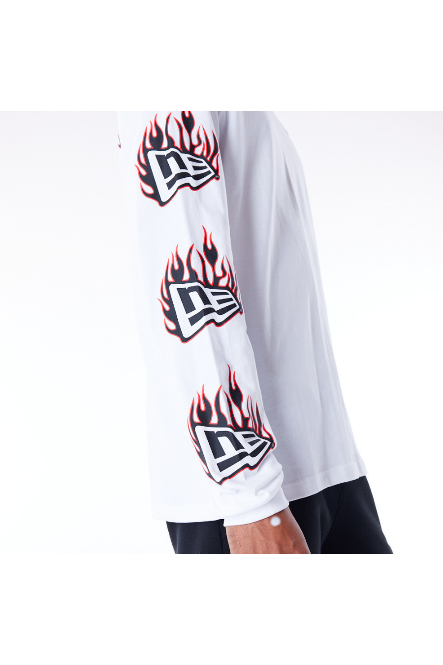 New Era Flag Flame White Long Sleeve T-Shirt - Butterfly Sneakers