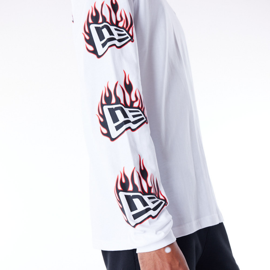 New Era Flag Flame White Long Sleeve T-Shirt