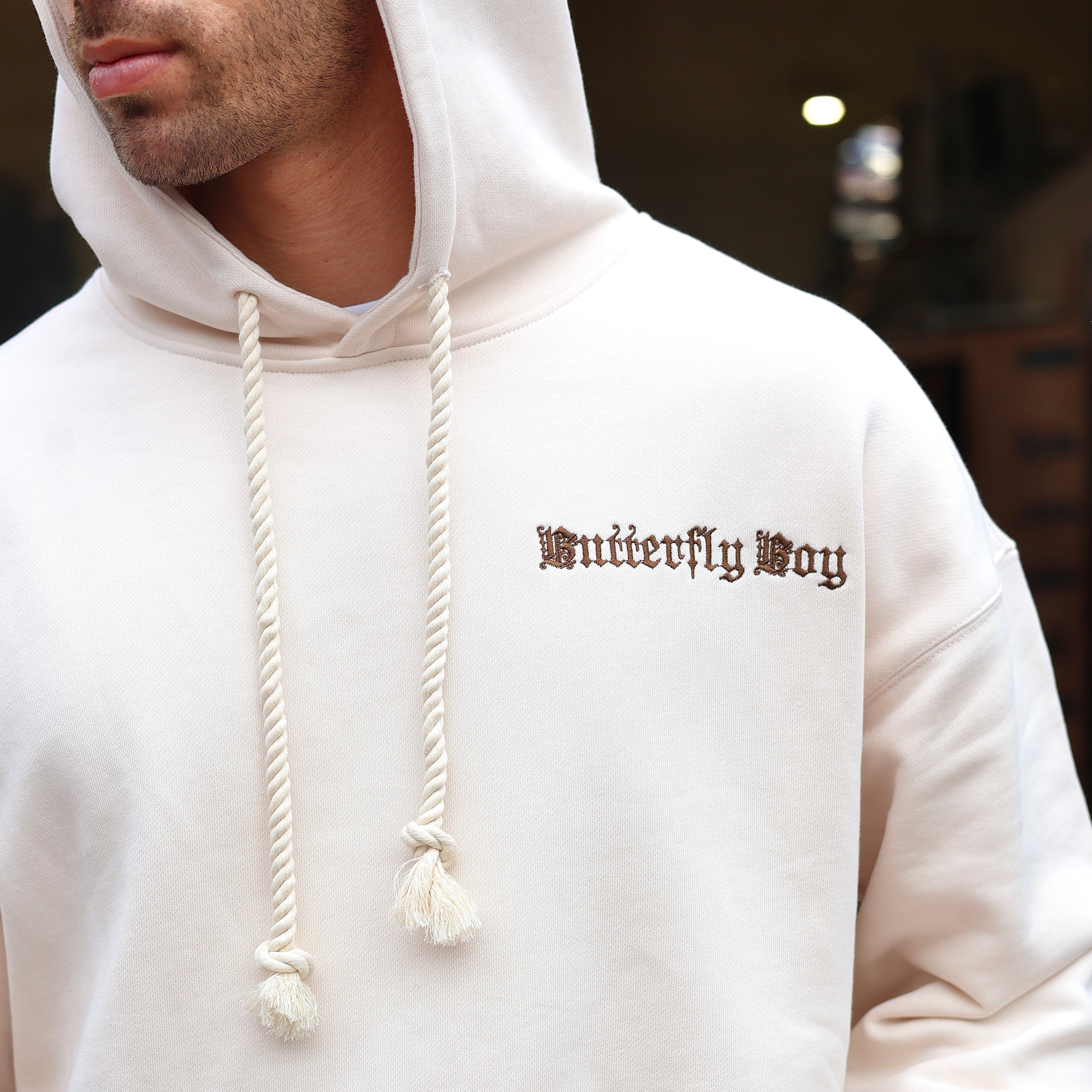 BUTTERFLY BOY HOODIE - CREAM