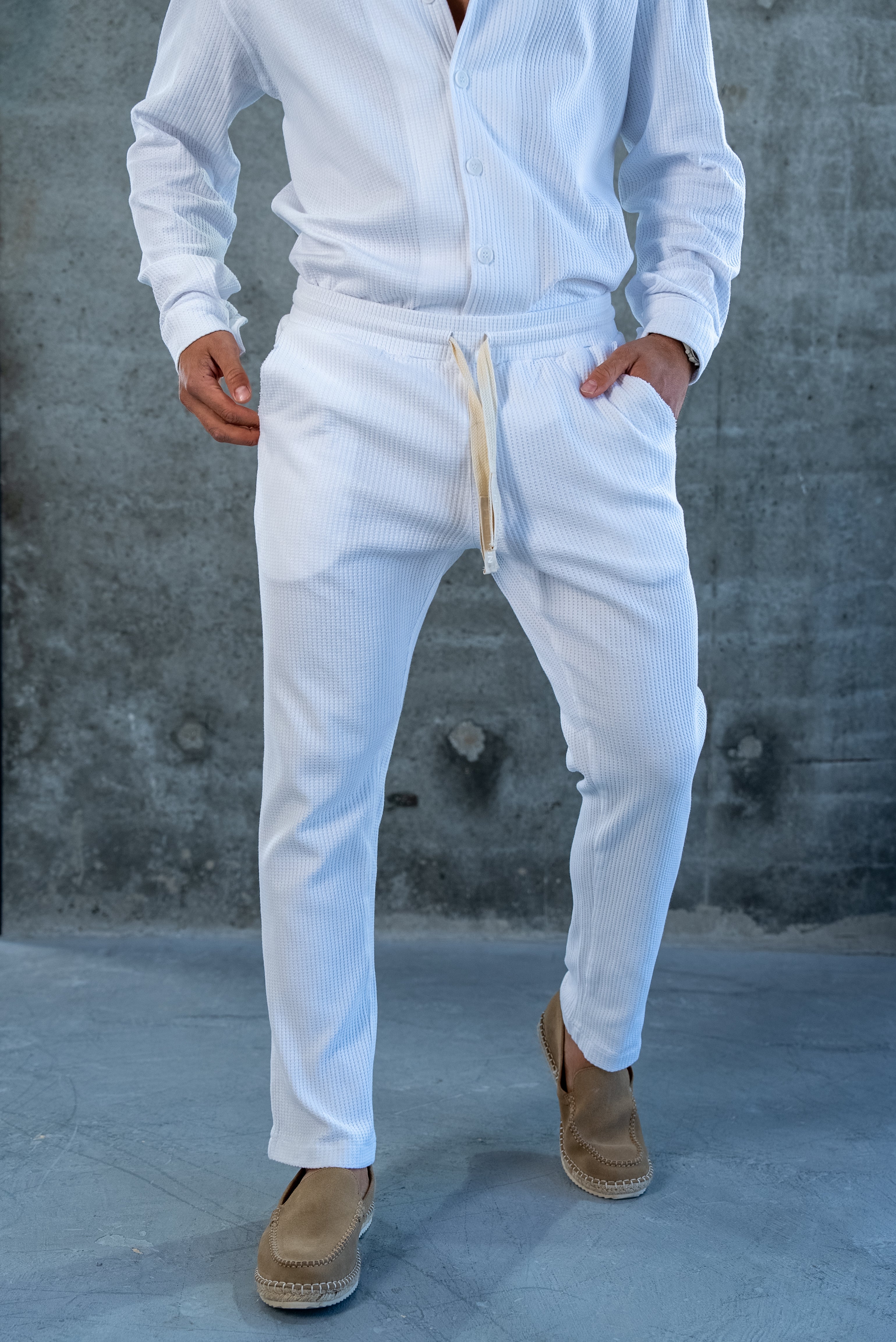 ELEGANT PANTS WAFFLE - WHITE