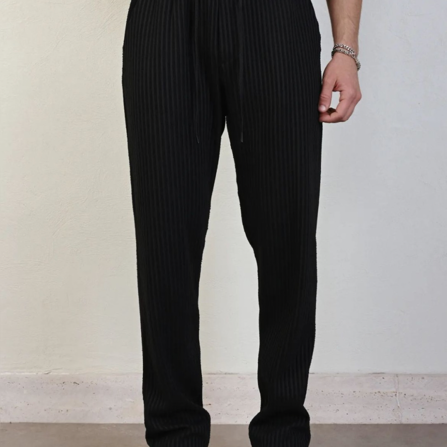 ELEGANT PANTS  STRIPED - BLACK