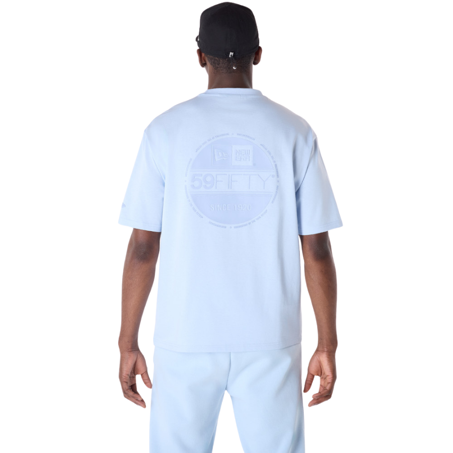 New Era Sticker Pastel Blue Oversized T-Shirt