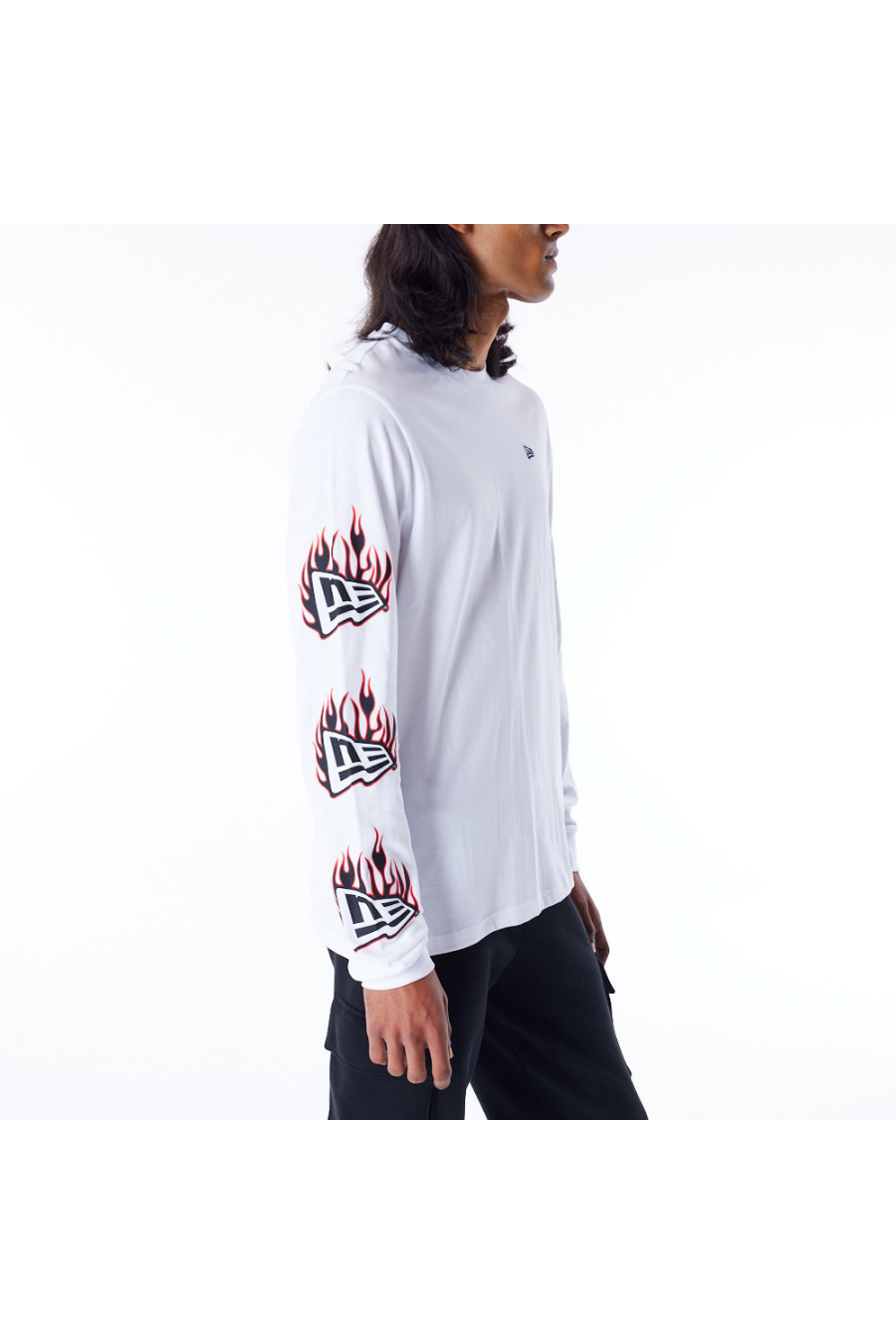 New Era Flag Flame White Long Sleeve T-Shirt - Butterfly Sneakers