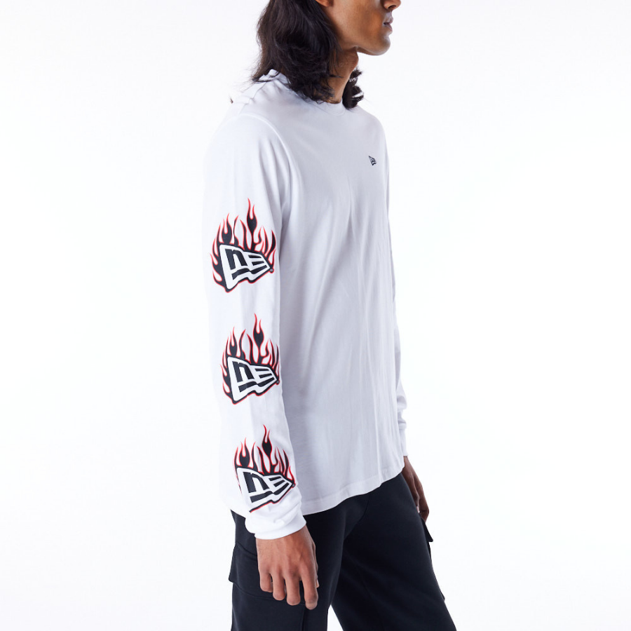 New Era Flag Flame White Long Sleeve T-Shirt