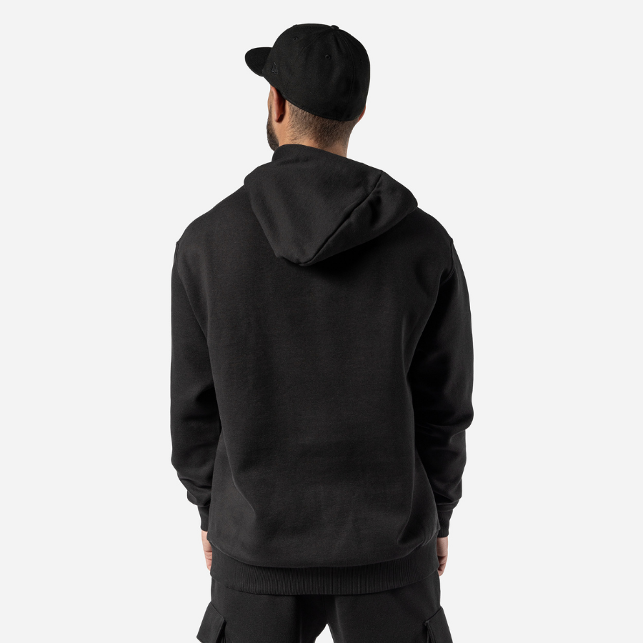 New Era Script Black Script Logo Black Oversized Pullover Hoodie