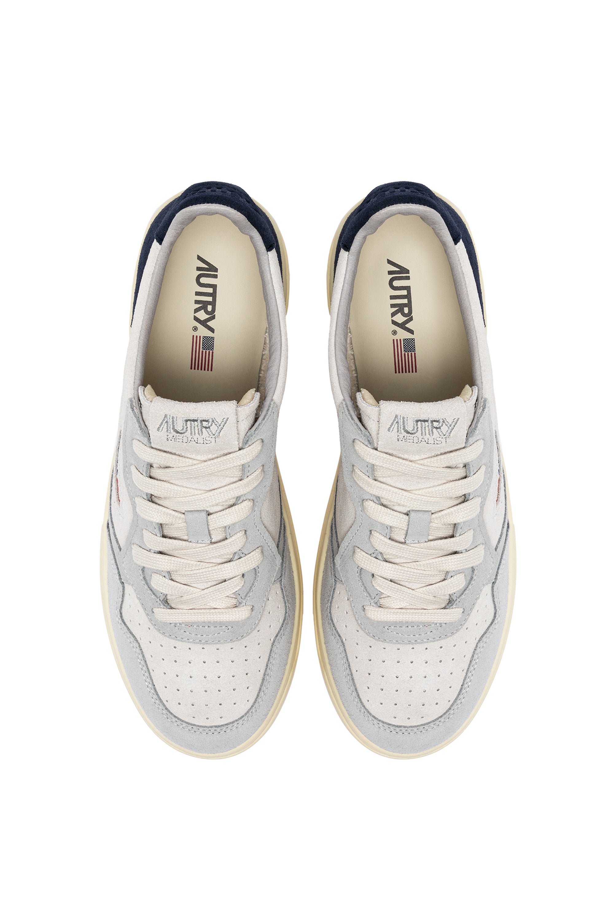 MEDALIST LOW SNEAKERS IN LOFT GRAY AND SPACE BLUE SUEDE