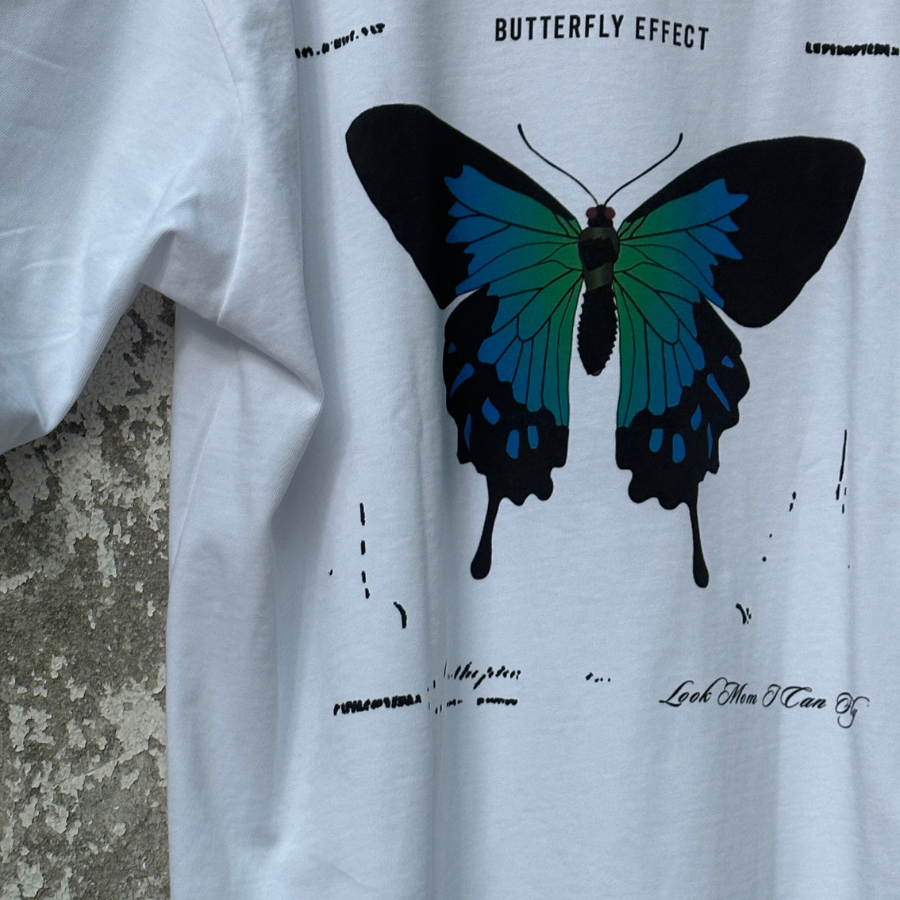 White Butterfly T-shirt - Butterfly Sneakers