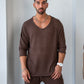 SHIRT LONG SLEEVE MYKONOS - BROWN