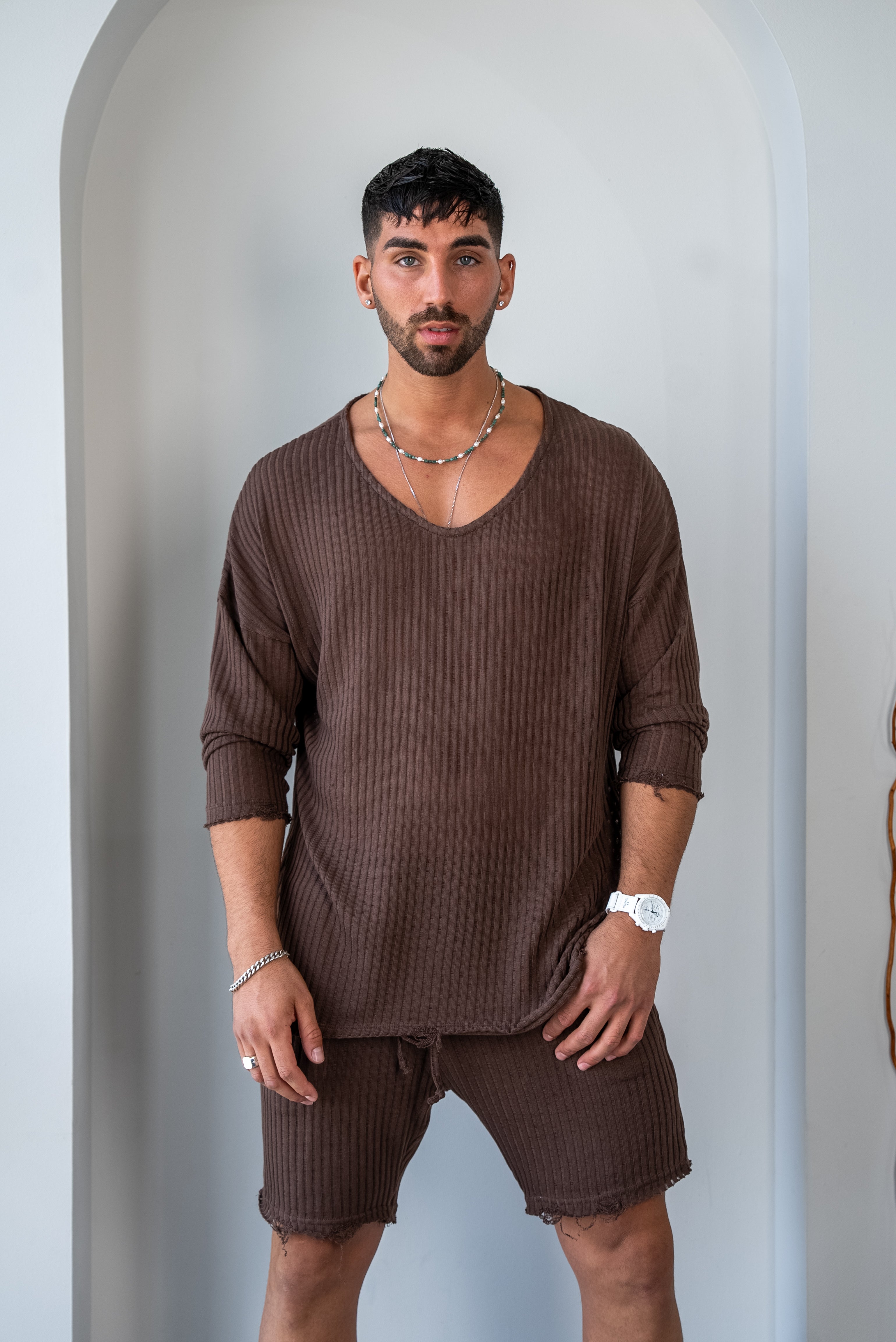 SHIRT LONG SLEEVE MYKONOS - BROWN