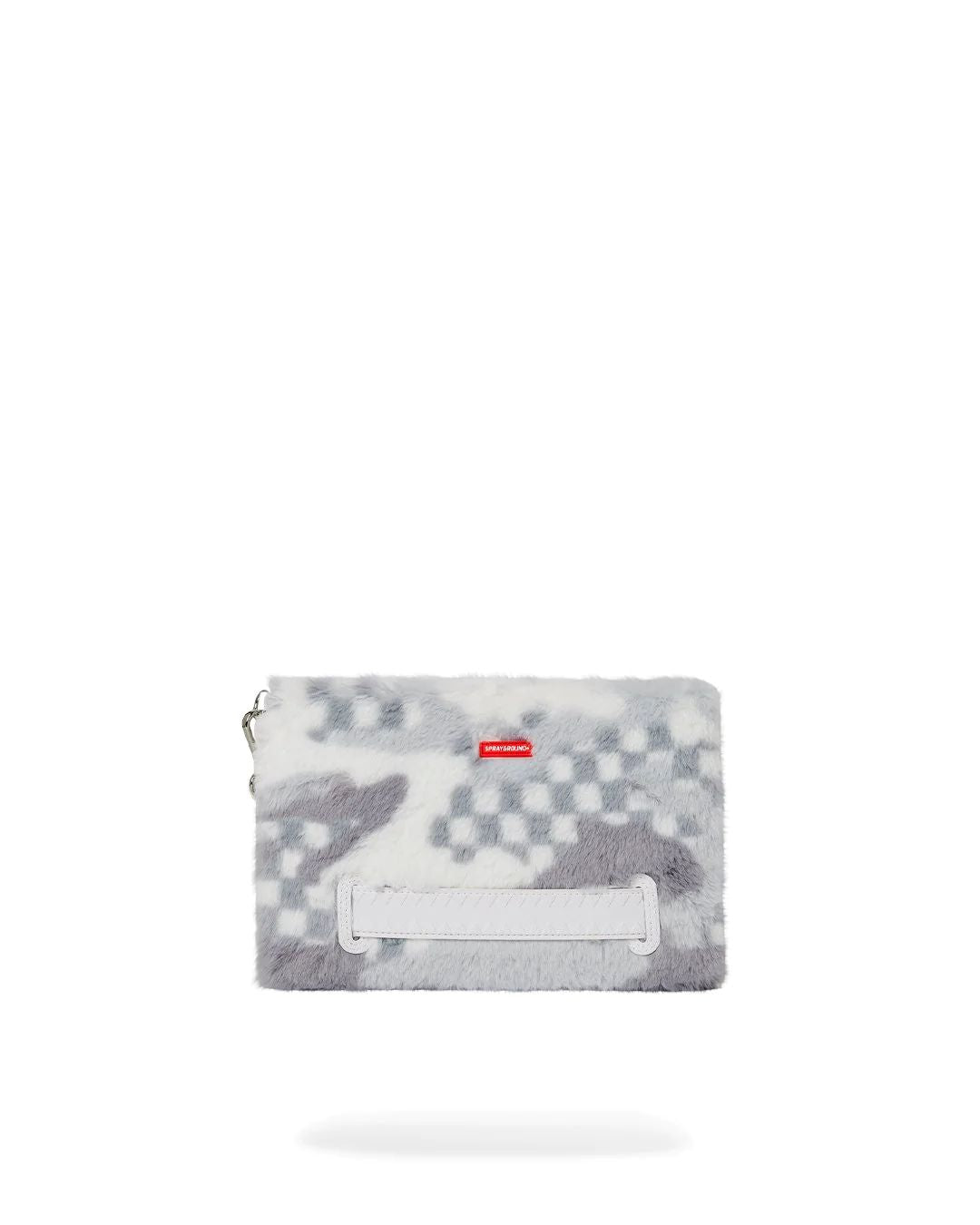 SPRAYGROUND WHITE FUR 3AM CROSS OVER CLUTCH