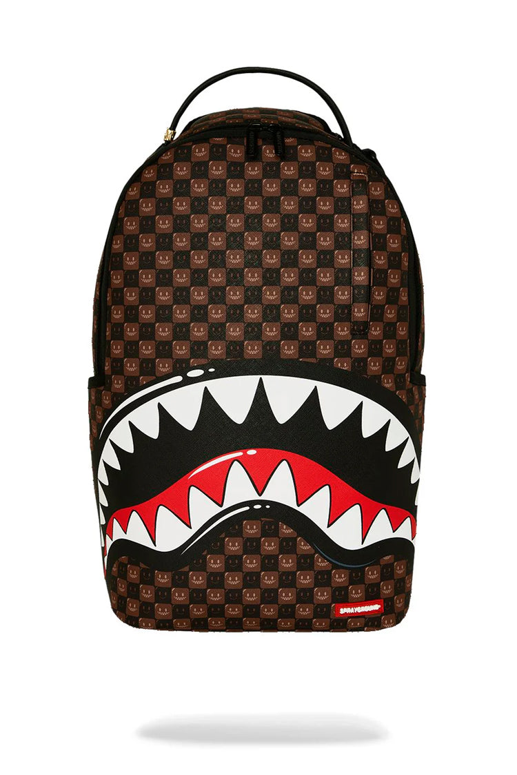 SHARKS IN PARIS WTF BUBBLE BROWN CHECK DLXSV BACKPACK תיק גב