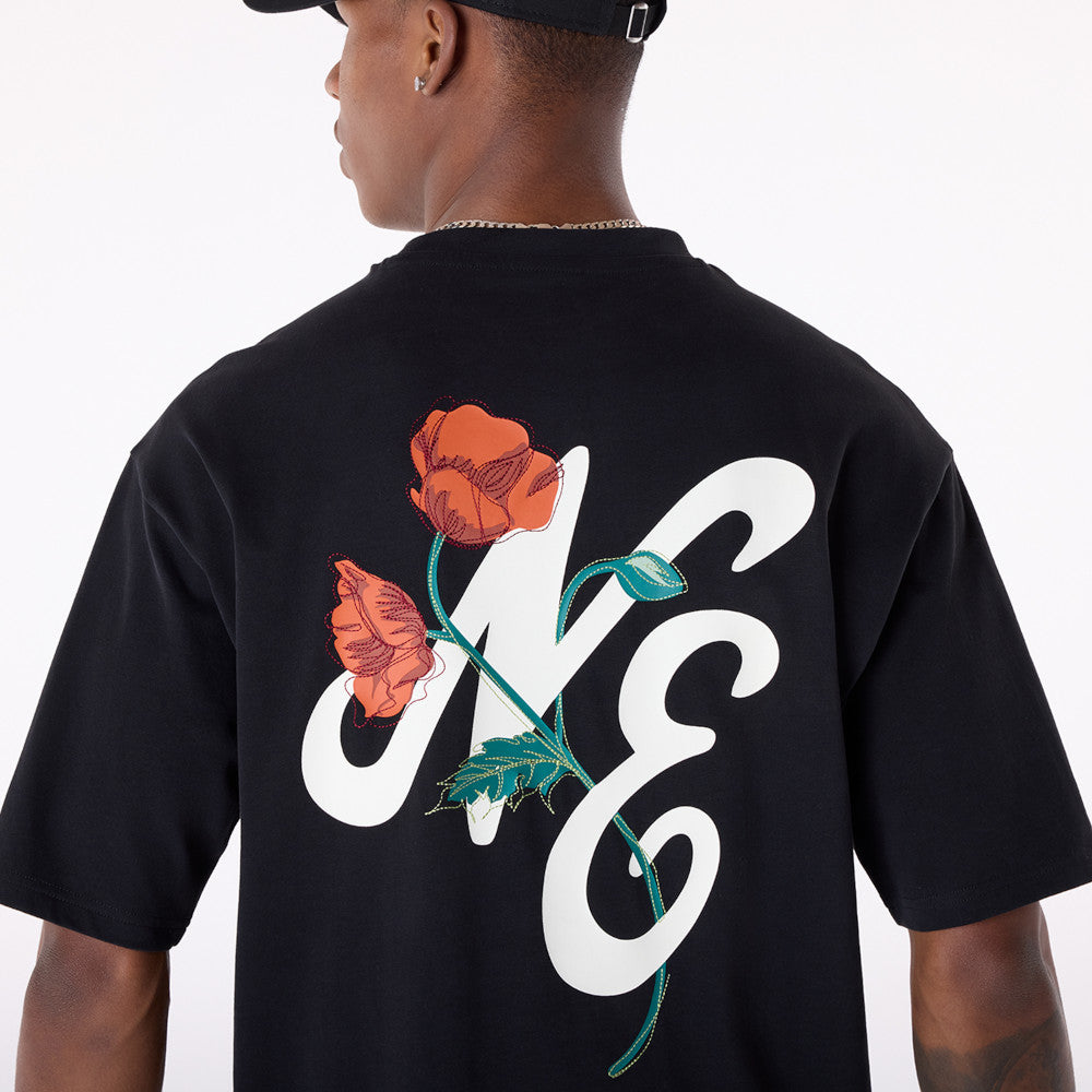 New Era Floral Graphic Black T-Shirt