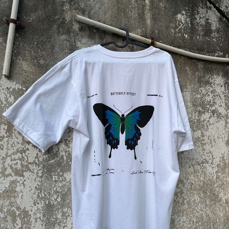White Butterfly T-shirt - Butterfly Sneakers