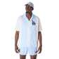 LA Dodgers Stripe Revere Open White Short Sleeve Shirt  (חולצה)