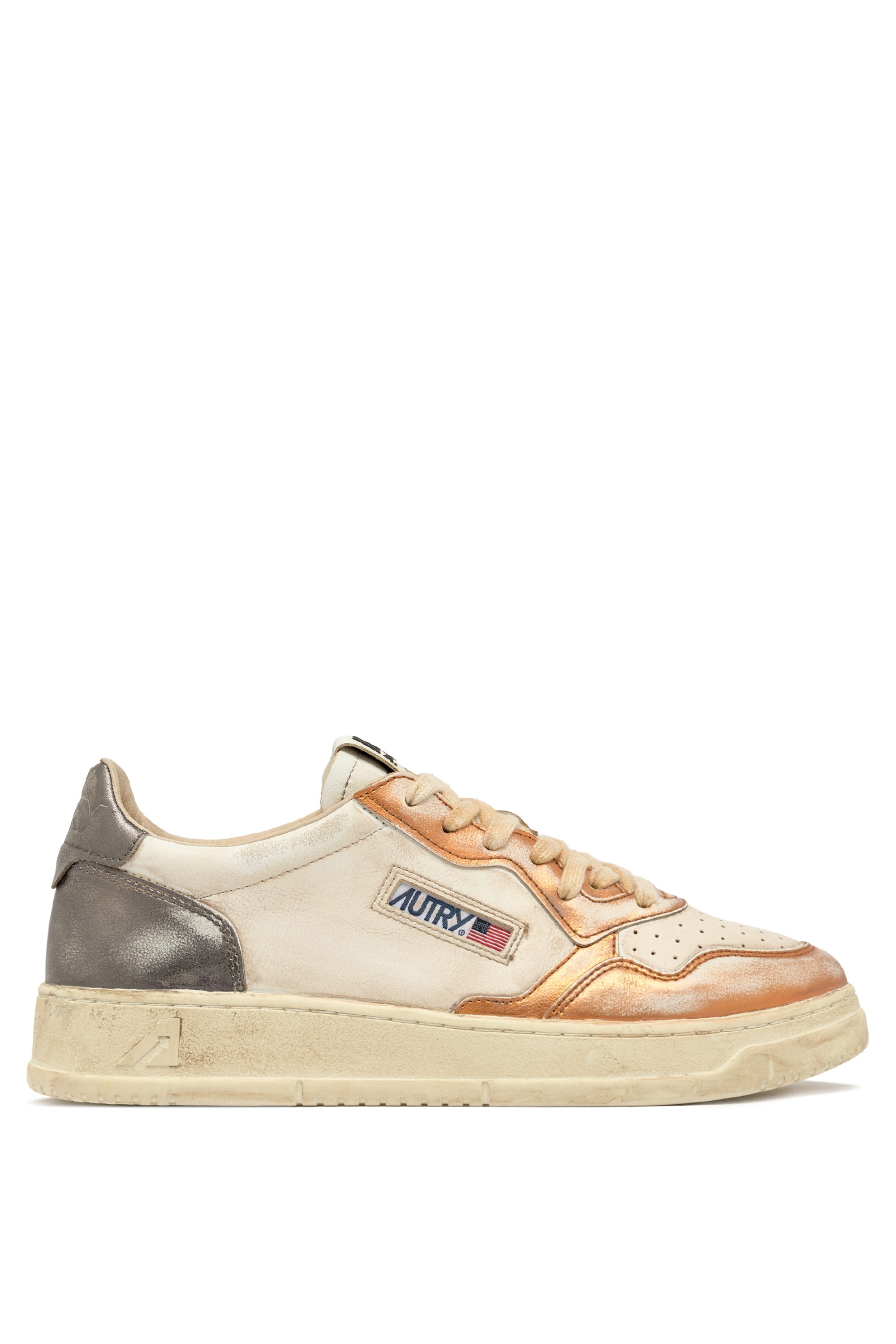 MEDALIST LOW SUPER VINTAGE SNEAKERS IN ORANGE AND GUN-METAL BRUSHED LEATHER