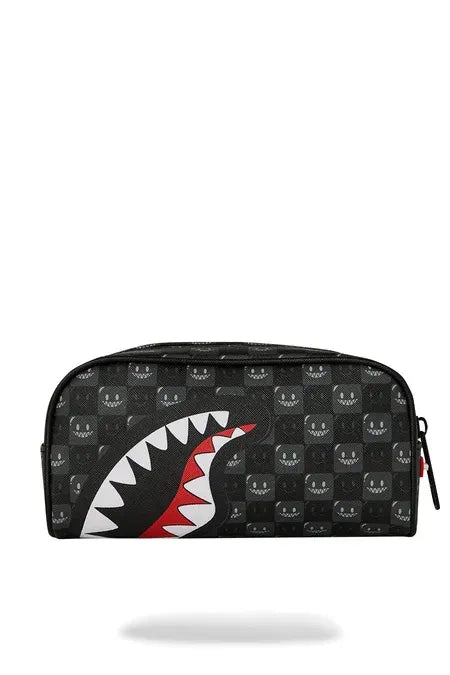 SHARKS IN PARIS WTF BUBBLY BLACK CHECK PENCIL POUCH קלמר