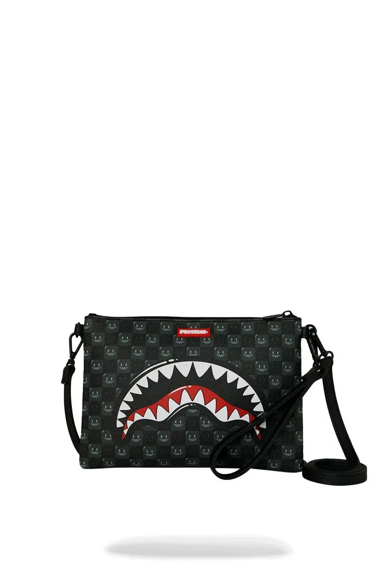 SHARKS IN PARIS WTF BUBBLY BLACK CHECK POUCHETTE