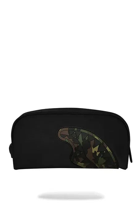 SHARK CENTRAL BLACK NYLON CAMO EMBOSSED SHARK POUCH קלמר