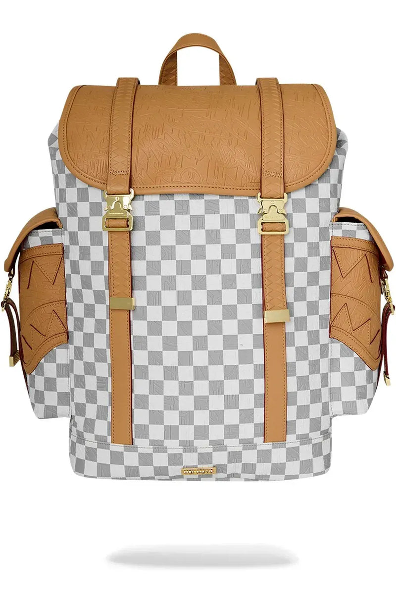 EMBOSSED CREAM CHECK MONTE CARLO BACKPACK תיק גב