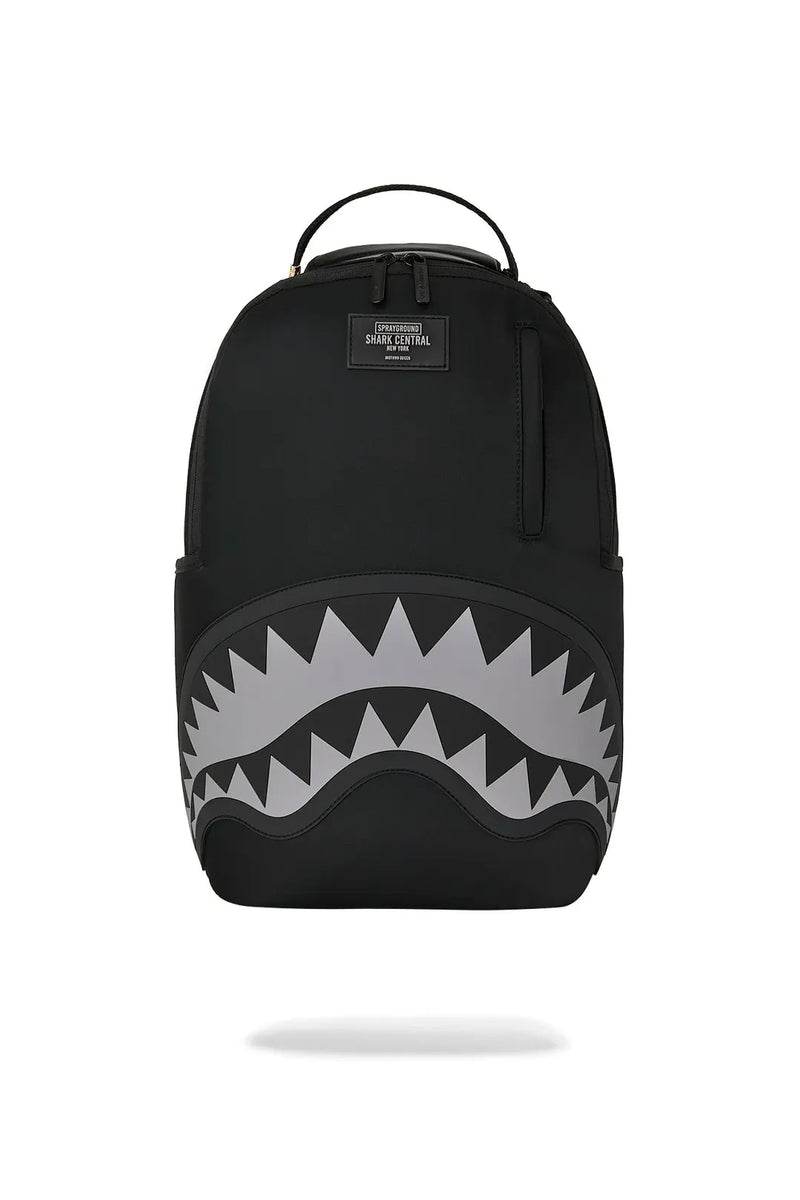 SHARK CENTRAL BLACK NYLON GRAY EMBOSSED DLXS BACKPACK תיק גב