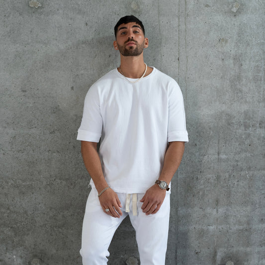 ELEGANT T SHIRT WAFFLE - WHITE