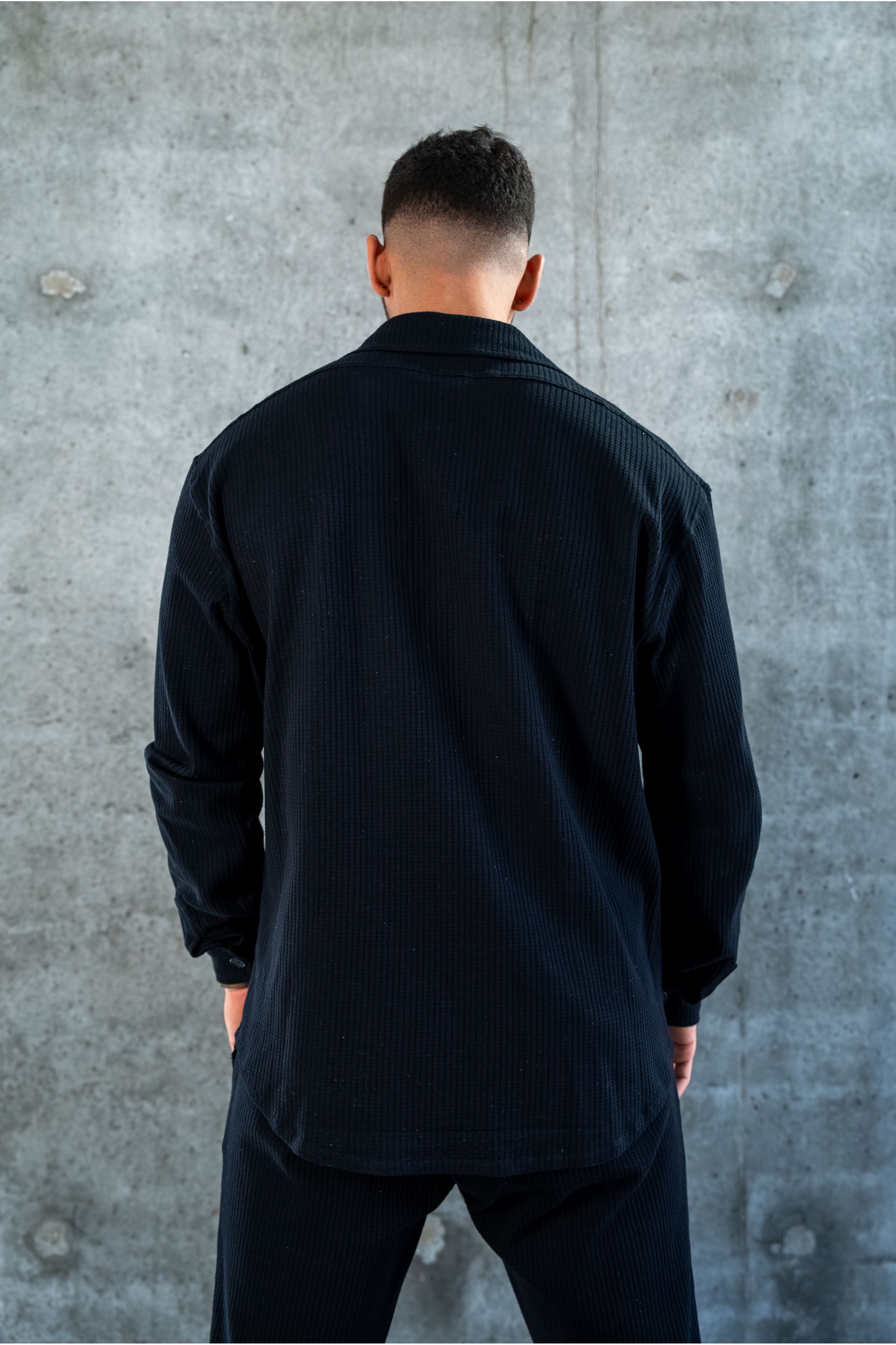 ELEGANT SHIRT WAFFLE - BLACK - Butterfly Sneakers