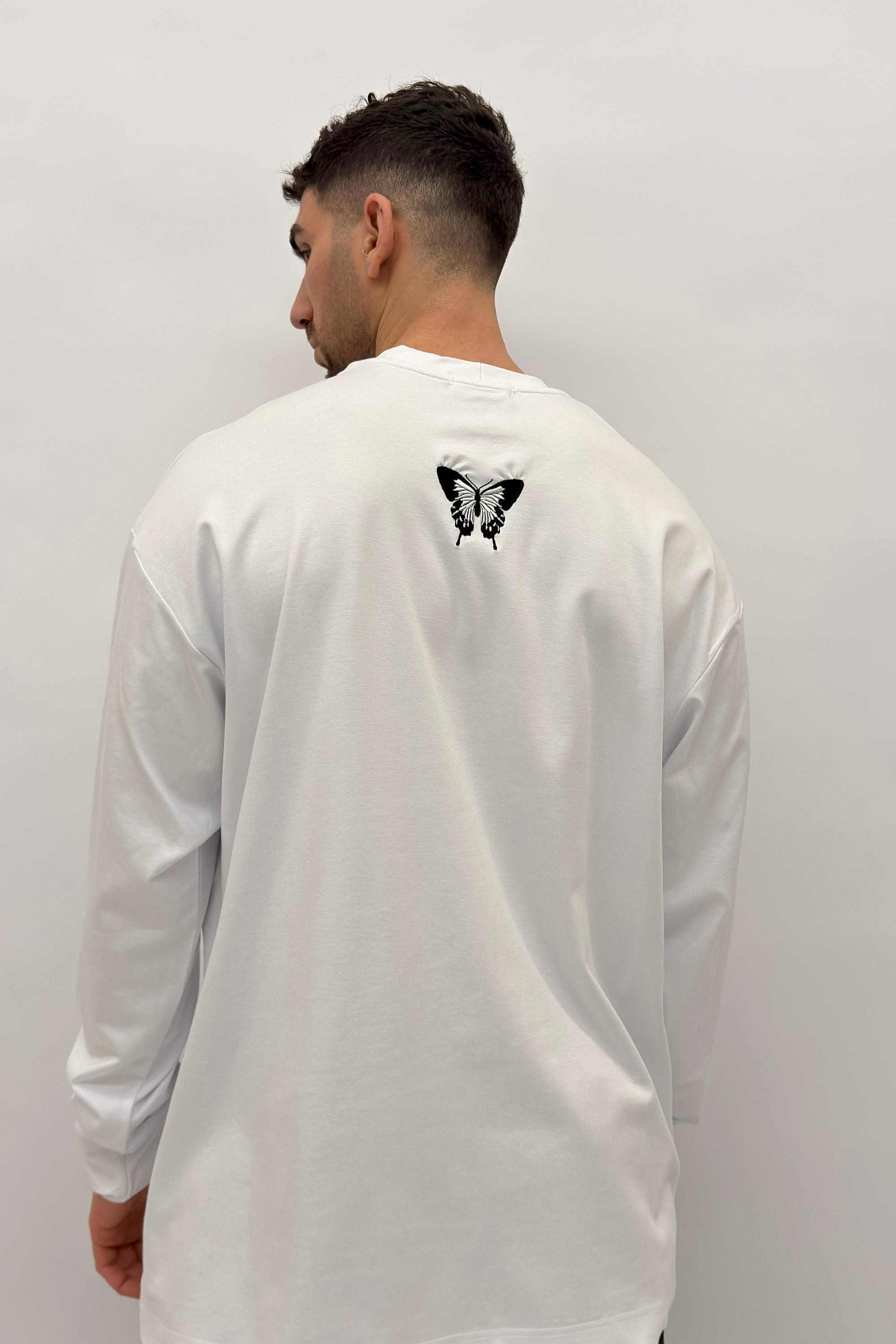 Butterfly Boy long T shirt white - Butterfly Sneakers