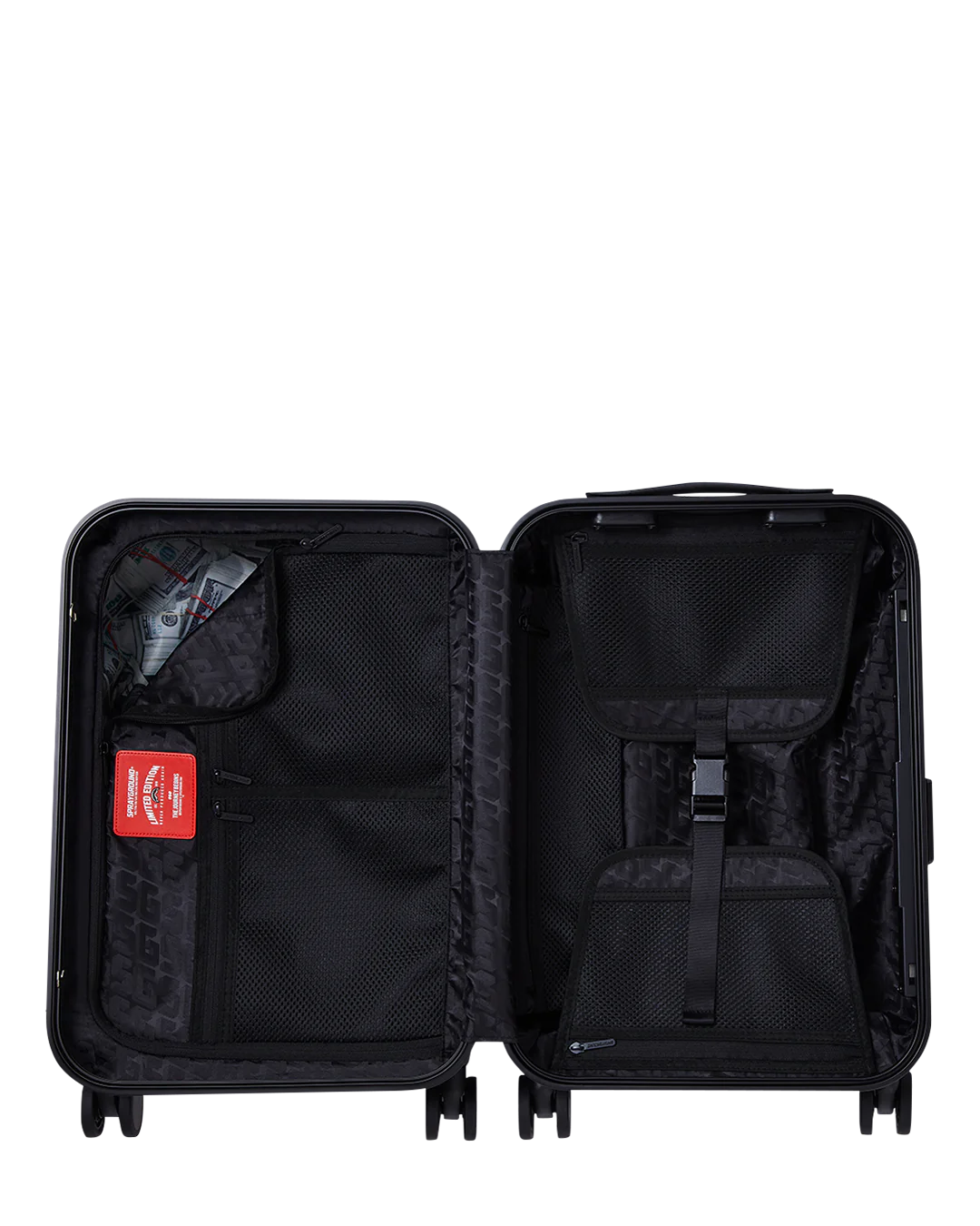 SPRAYGROUND REALITY CHECK SHARKNAUTICS HARDSHELL CARRY-ON JETBLACK LUGGAGE