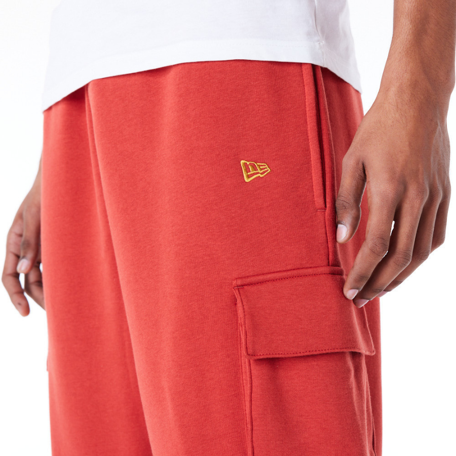 New Era Cargo Joggers Script Red Fleece