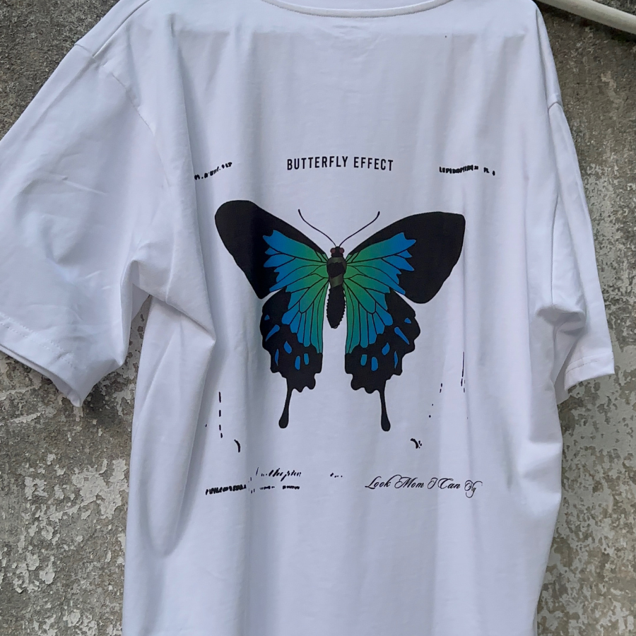 White Butterfly T-shirt - Butterfly Sneakers